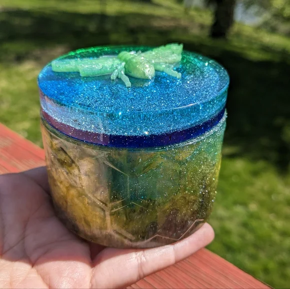 Bumblebee Jewelry Box Resin Art Sparkly Honey Bee Honeycomb Glitter Cute Spring - Picture 7 of 12